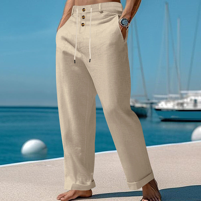 Mens SpringSummer New Fashion Straight-leg Cotton-Linen Casual Pants – Premium 0 | RICALOUX