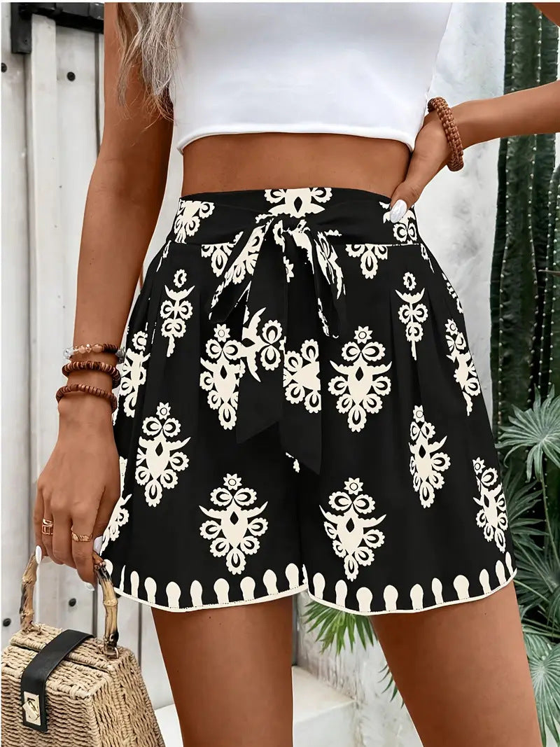 Womens Casual Versatile Printed Slim-fit Wide-leg Shorts – Premium 0 | RICALOUX