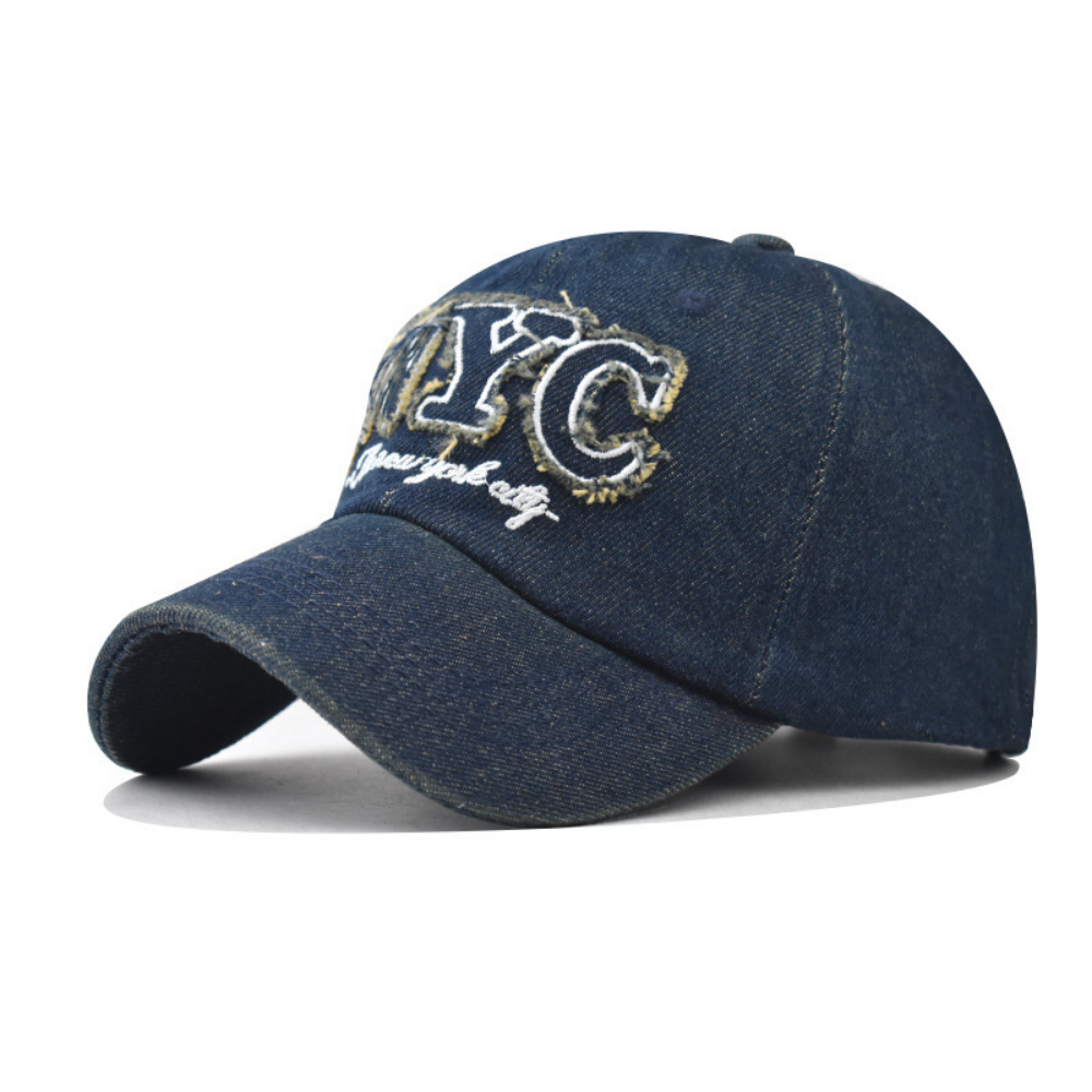 Men And Women Can Both Wear This Distressed NYC Patchwork Letter Embroidery Fashion Retro Style Baseball Cap For Outdoor Outings. It Is Versatile And Suitable For Various Occasions. by Ricaloux