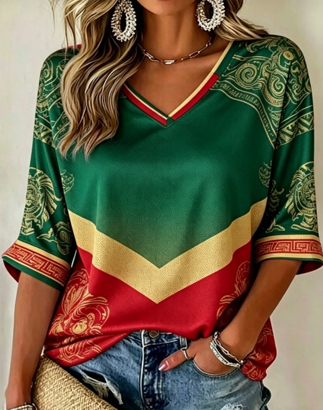 Womens Dropshoulder Vneck Threequarterleeve Top – Premium 0 | RICALOUX