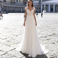 A Series Chiffon Wedding Dress V-neck Long Sleeve - RICALOUX