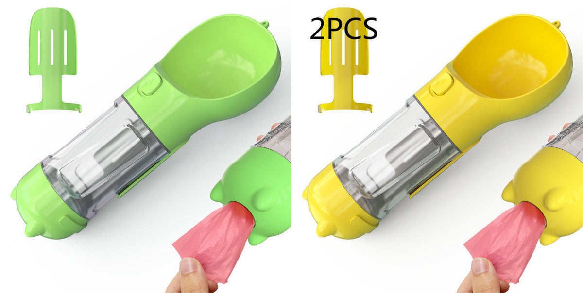 Pet Water Bottle Feeder Bowl Garbage Bag Storage Portable Pet Outdoor Travel 3 In 1 Dog Water Bottle by Ricaloux