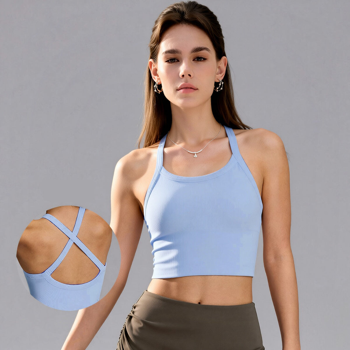 Seamless Yoga Tank Top With Built-in Pads For European & American Styles, No Need For Separate Bra, Cross Strap Sports Underwear For Women Workout & Fitness – Premium 4 | RICALOUX
