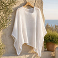 Womens Solid-Color Knitted Cape Blouse by Ricaloux