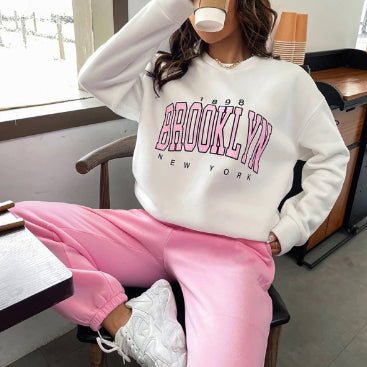 Women's Sweater Suit Hoodie Two-piece Pullover Letter Print 1898 New York Brooklyn - RICALOUX