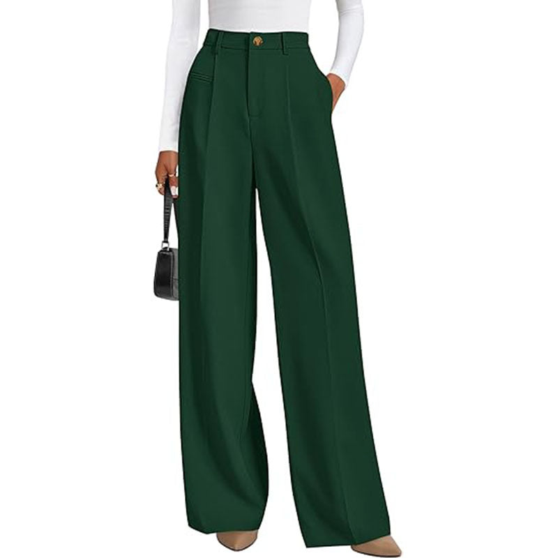 New Solid-color High-waisted Womens Casual Wide-leg Pants by Ricaloux