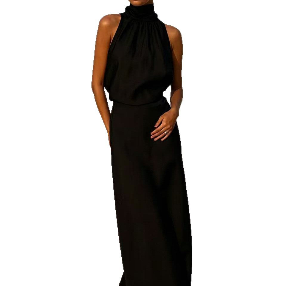 SpringSummer Halterneck Sleeveless Top With Flowing Straps And High-Waisted Fishtail Midi Skirt Set – Premium 0 | RICALOUX