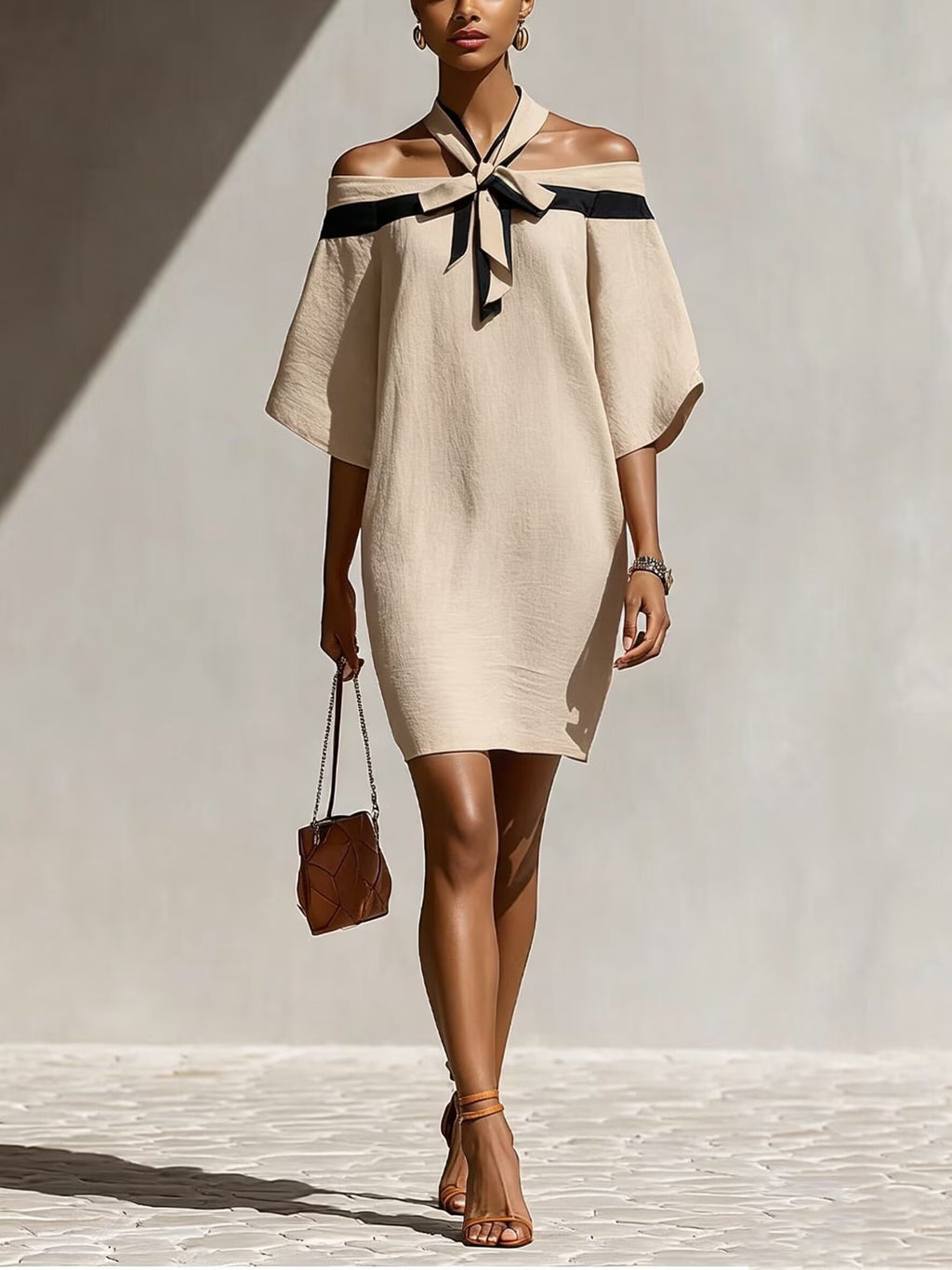 Off-shoulder Bow-neck Dress For Women by Ricaloux
