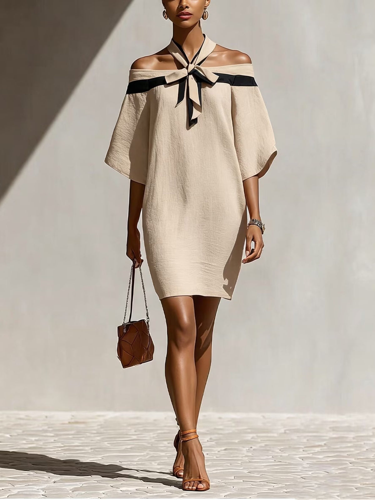 Off-shoulder Bow-neck Dress For Women by Ricaloux