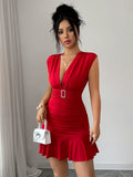 Fishtail Hemline Short Dress For Women by Ricaloux