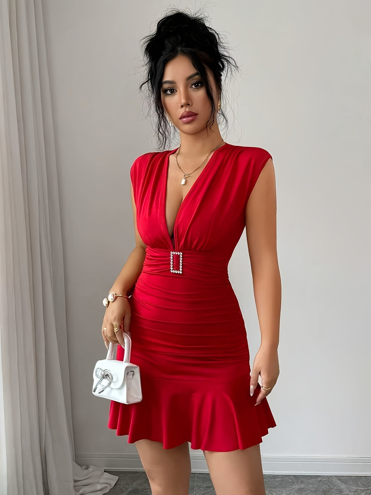 Fishtail Hemline Short Dress For Women by Ricaloux