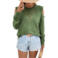 Casual Hollow-out Off-shoulder High-end Knit Pullover Long-sleeve Sweater by Ricaloux