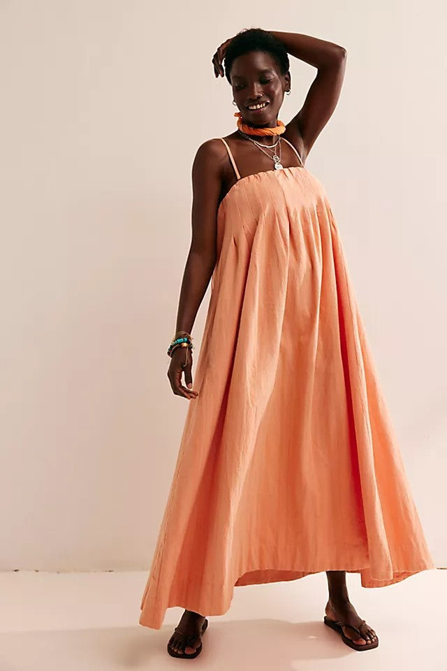 Patchwork Cotton Off-shoulder Strap Maxi Dress – Premium 0 | RICALOUX