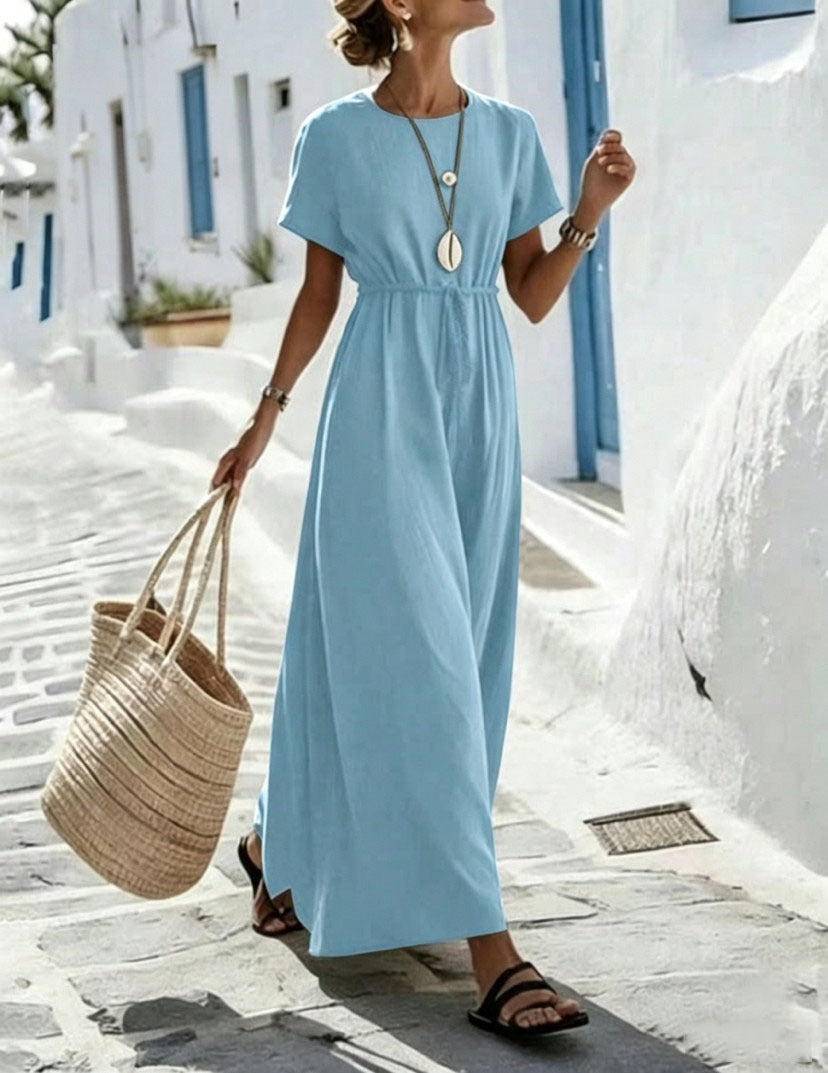 Womens Short-Sleeve Belted Resort Dress by Ricaloux