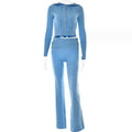 Hoodie Suit Sports Leisure Sexy Zip Long Sleeve Sweater And High Waist Long Pants Set Women's Clothing - RICALOUX