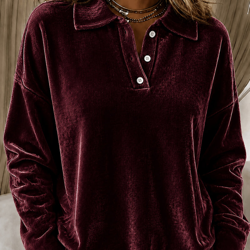Relaxed And Versatile Long-sleeved Polo Shirt With A Turned-up Collar by Ricaloux