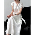 Womens Flax Irregular Strap Cinched Waist Dress – Premium 0 | RICALOUX