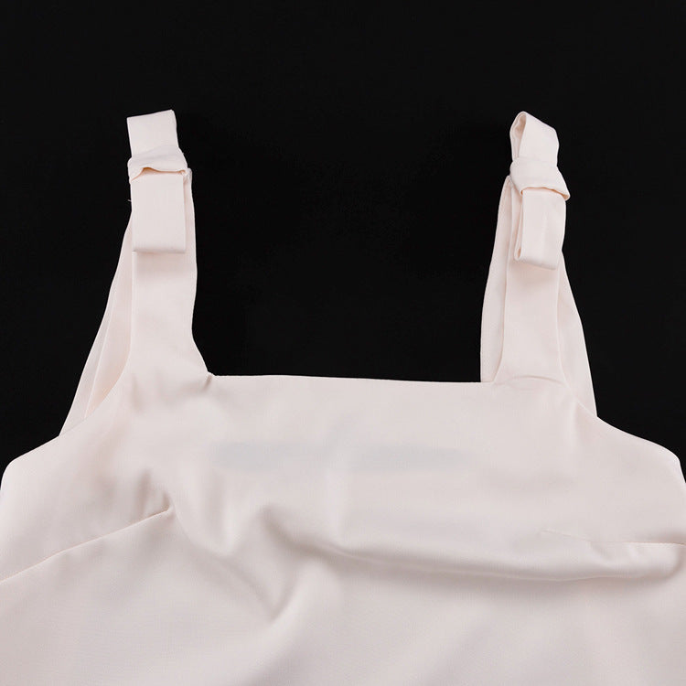 Bow Strap Square Neck A-Line Tank & Elastic Waist Casual Shorts 2-Piece Co-Ord Set by Ricaloux