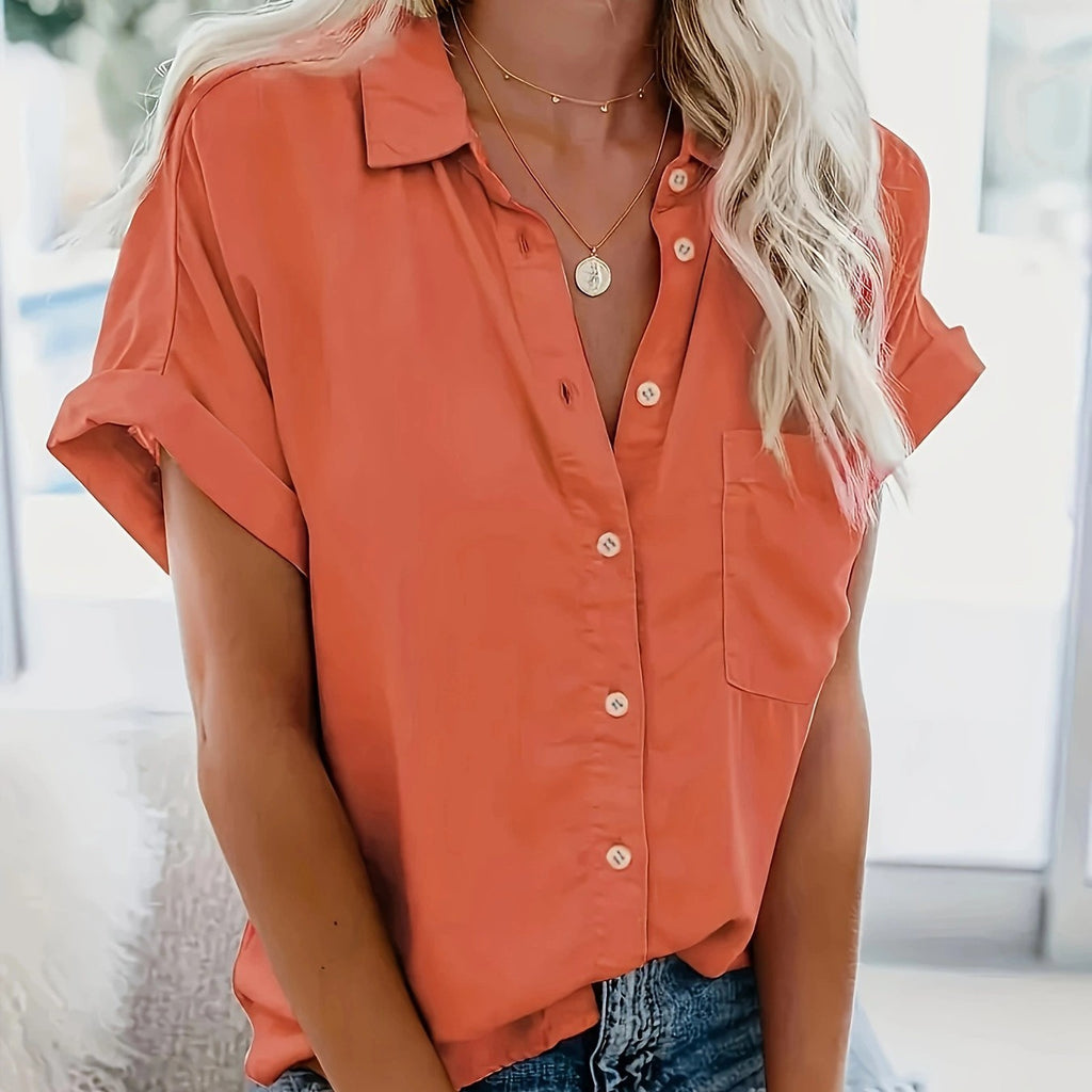 Ladies Lapel Button Shirt Summer by Ricaloux
