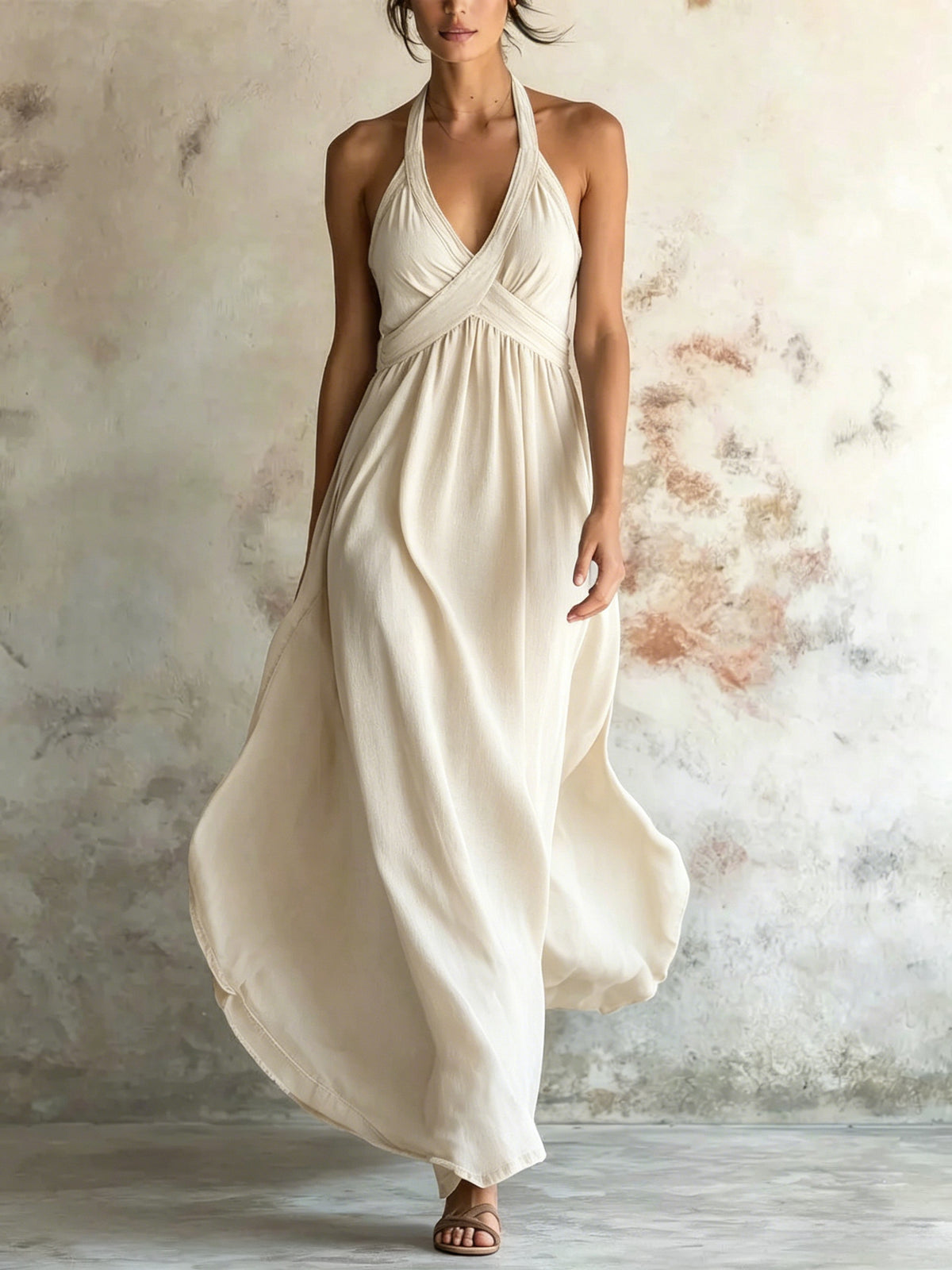 Sleeveless Flared Solid-color Maxi Dress Design by Ricaloux