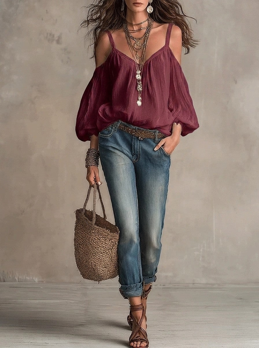 Womens Casual Solid-color Loose-fitting Top – Premium 0 | RICALOUX
