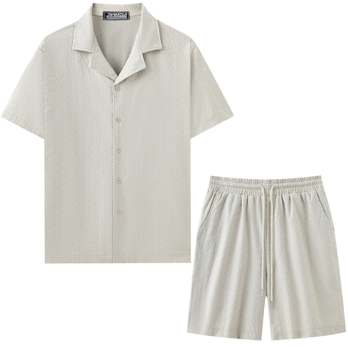 Versatile Apricot-colored Cuban-collar Short-sleeve Shirt And Shorts Two-piece Set – Premium 0 | RICALOUX