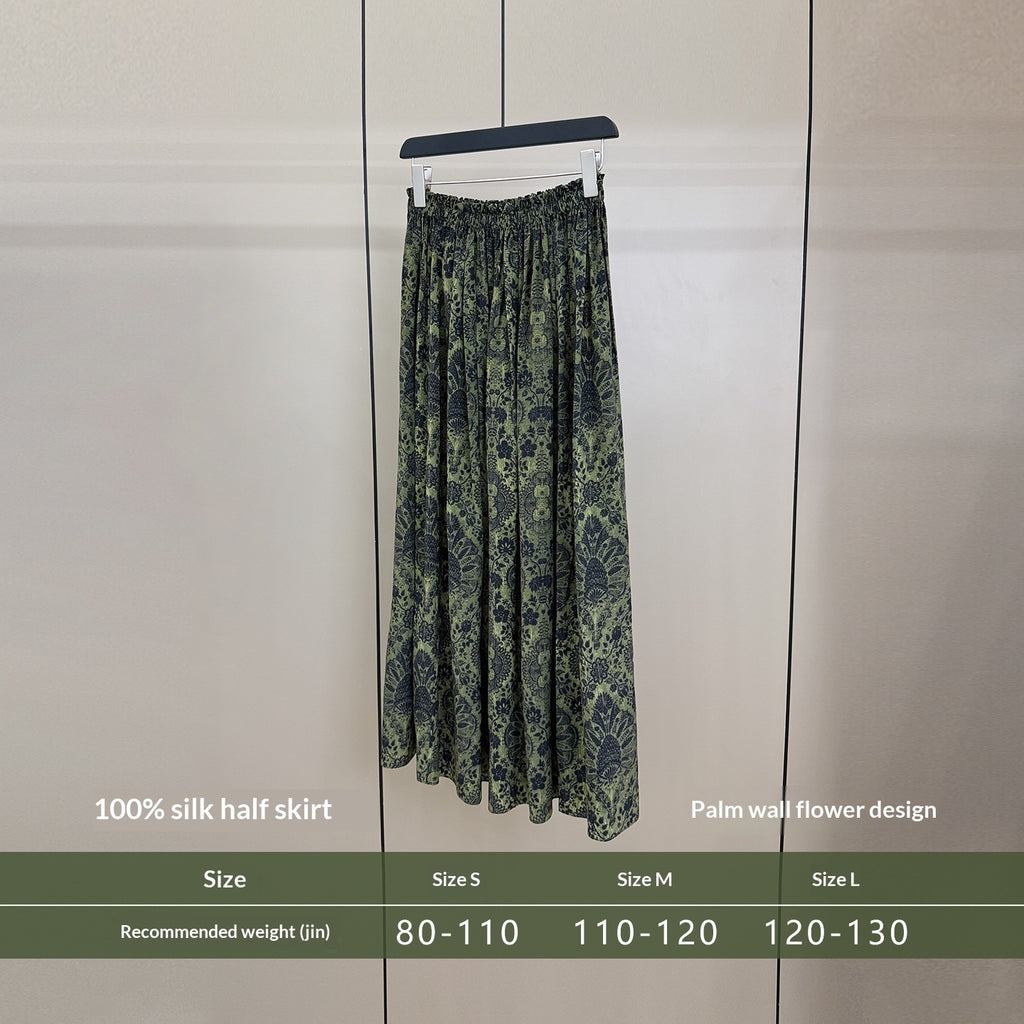 Merino Wool Halter-neck Twist Vest Silk Palm-printed Midi Skirt – Premium 0 | RICALOUX