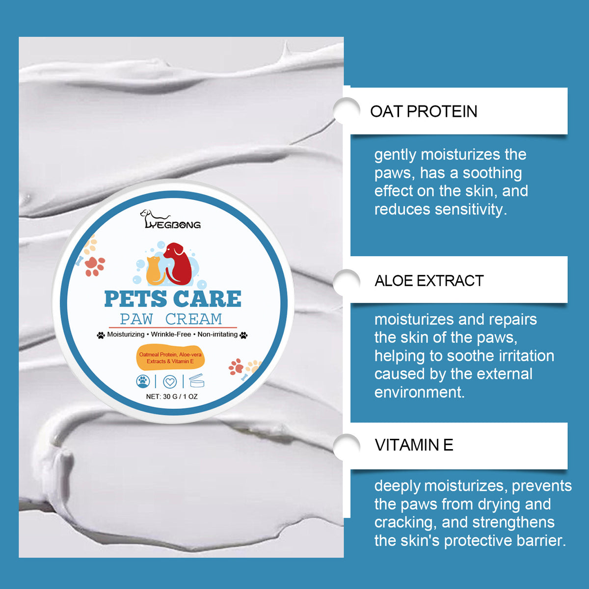 Pet Paw Care Cream Deep Moisturizing by Ricaloux