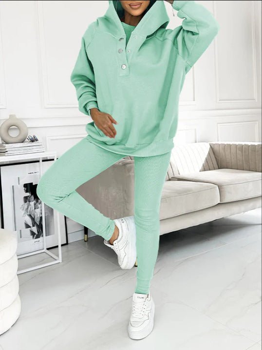 Women's Solid Color Vest Hoodie And Pants Set - RICALOUX