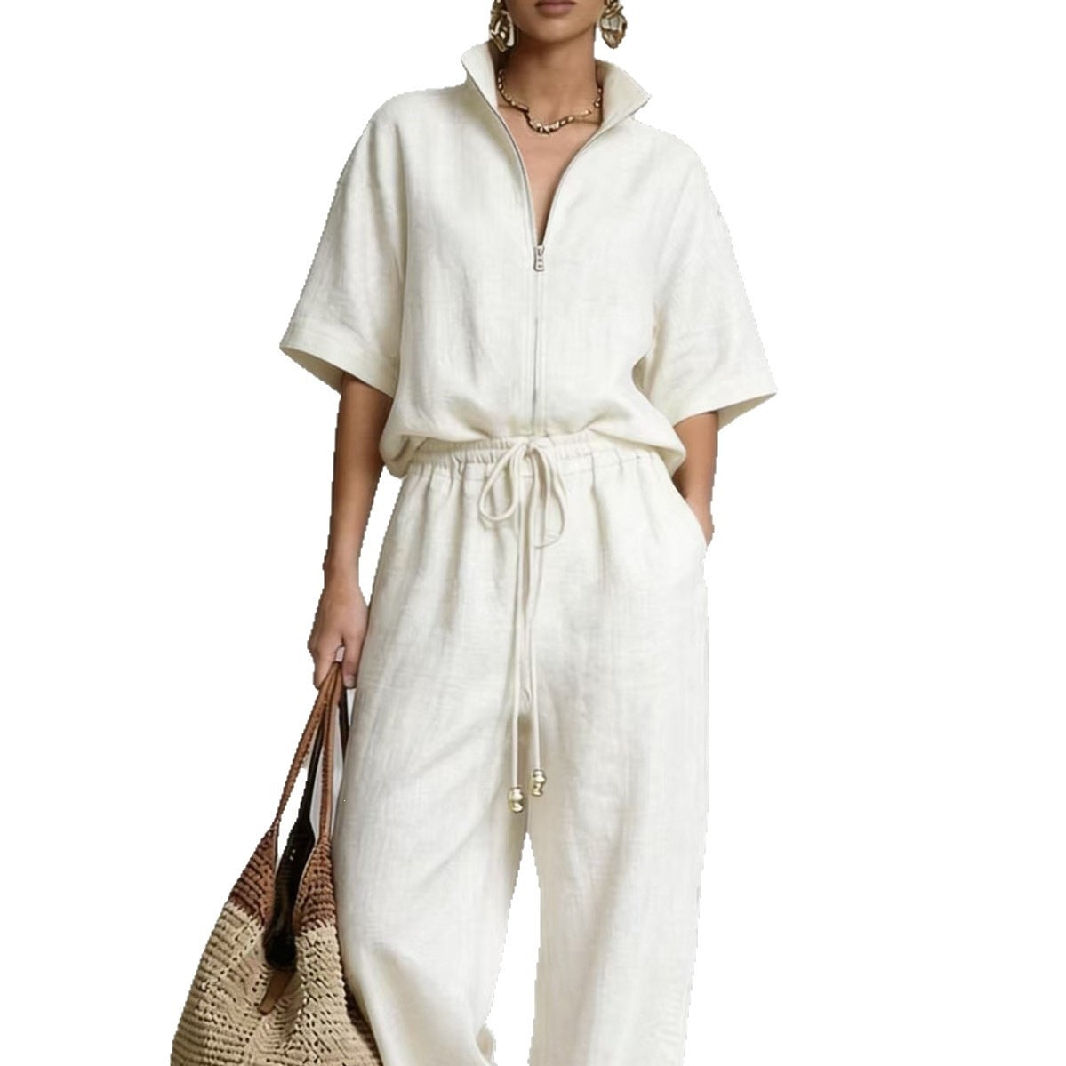 Womens Cotton-Linen Fashionable Casual Set by Ricaloux