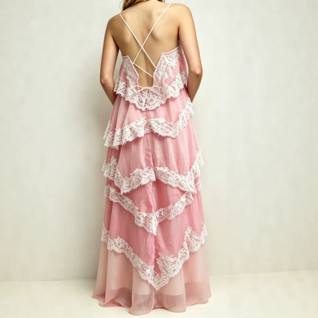 Women's Vintage Lace Ombre Strap Maxi Dress – Premium 0 | RICALOUX