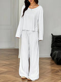Satin Long-sleeve Top And Pants Set by Ricaloux