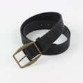 American-style Vintage Embossed Distressed Leather Belt With A Bronze Buckle, Versatile For Jeans by Ricaloux