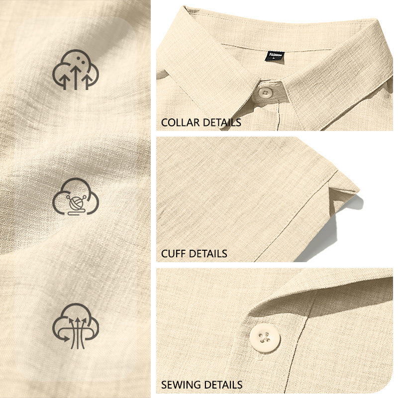 Mens Quick-Dry Short-Sleeve Breathable Solid-Color Lapel Casual Business Shirt by Ricaloux