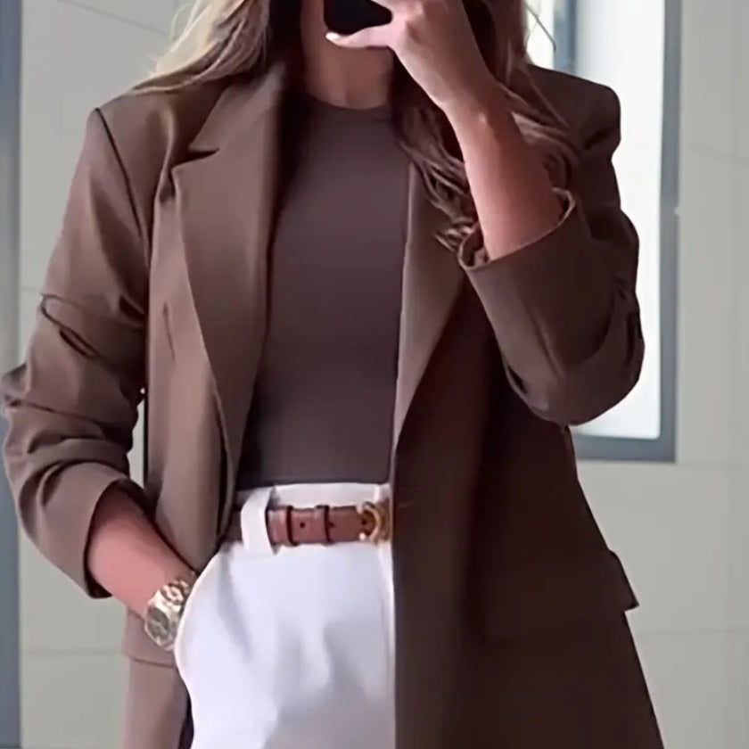 New Arrival High-end Elegant Solid-color Coat For Plus-size Women by Ricaloux
