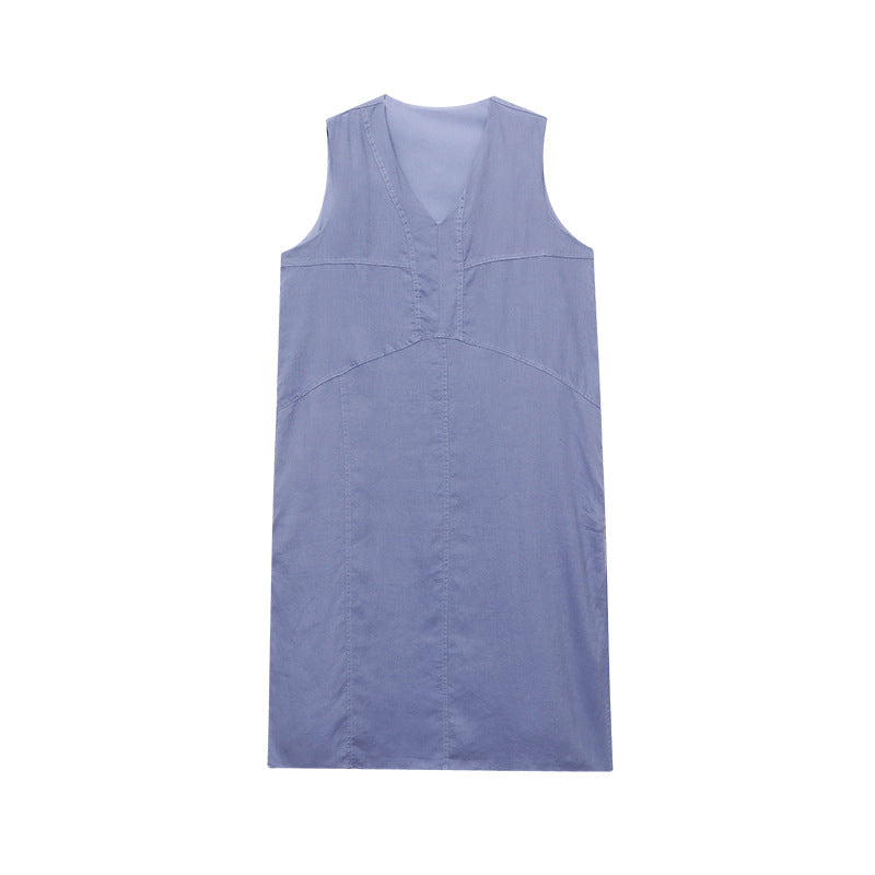 Breathable And Comfortable V-neck Loose-fit Sleeveless Dress – Premium 0 | RICALOUX