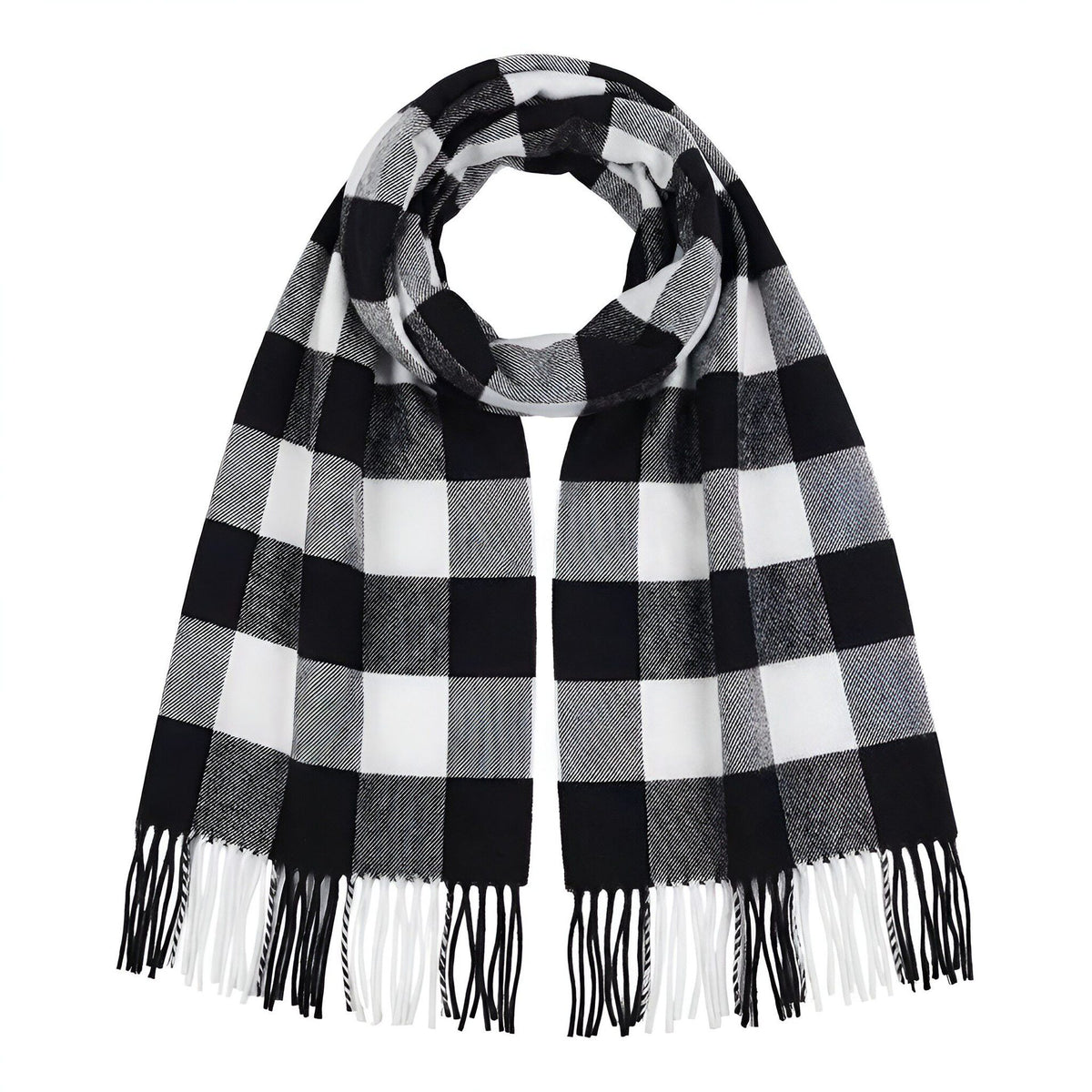 British-style Mens And Womens Couple Tassel Scarf With Large Plaid Pattern – Premium 0 | RICALOUX