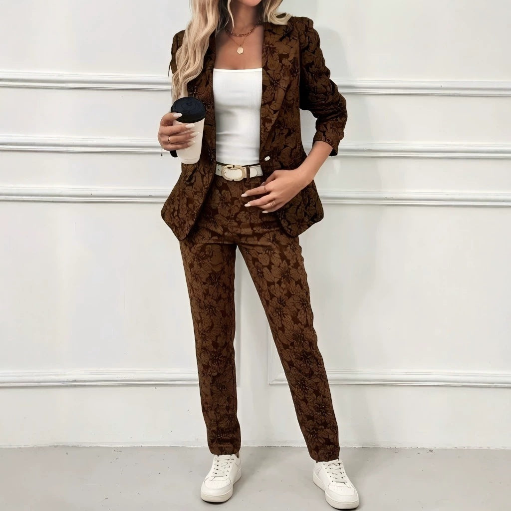 Womens Retro Lily Jacquard Slim-Fit Blazer And Pants Set – Premium 0 | RICALOUX