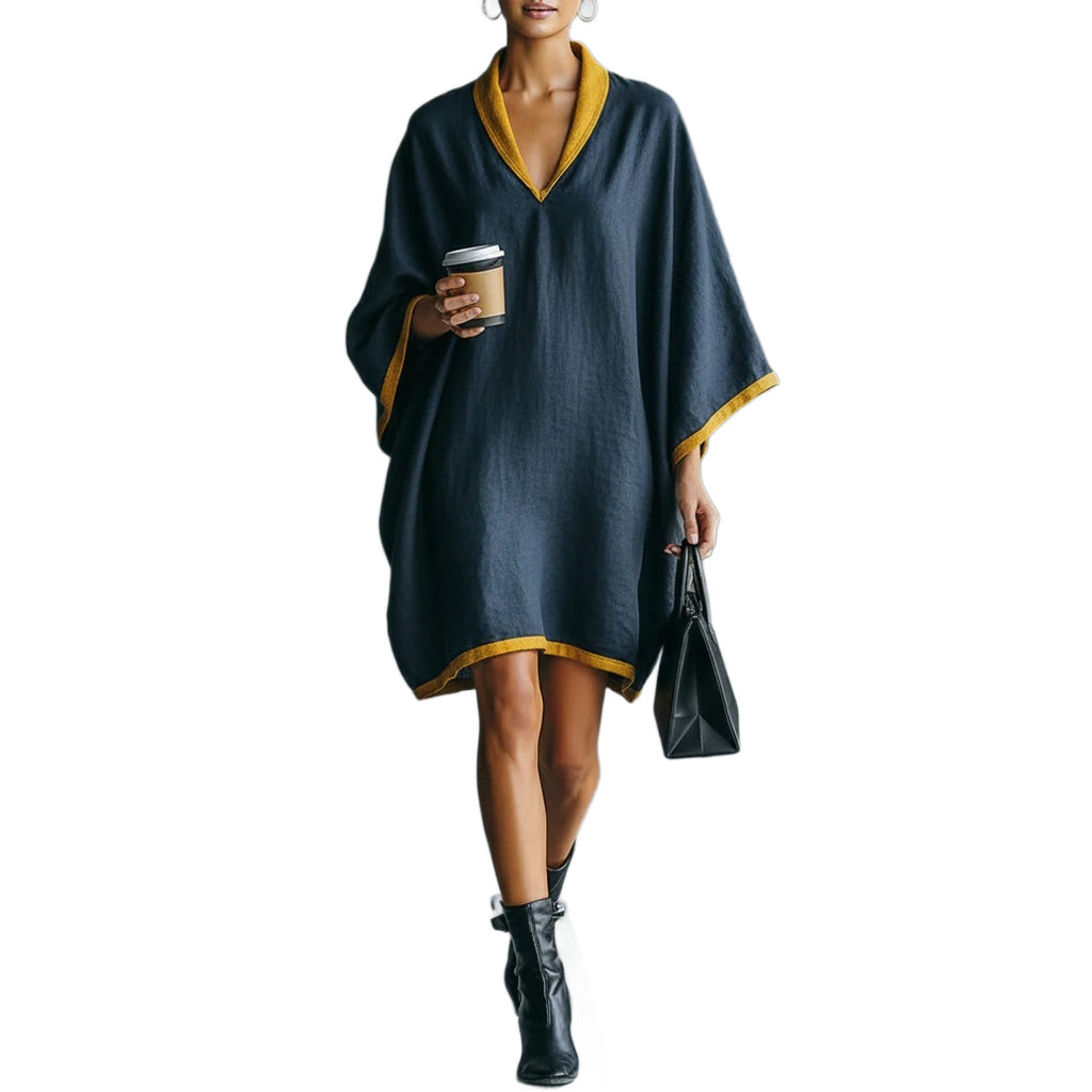 Relaxed-fit Linen-blend V-neck Dress by Ricaloux