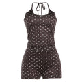 Halterneck Off-Shoulder Top With Polka-Dot Print And Low-Rise Shorts Set – Premium 0 | RICALOUX