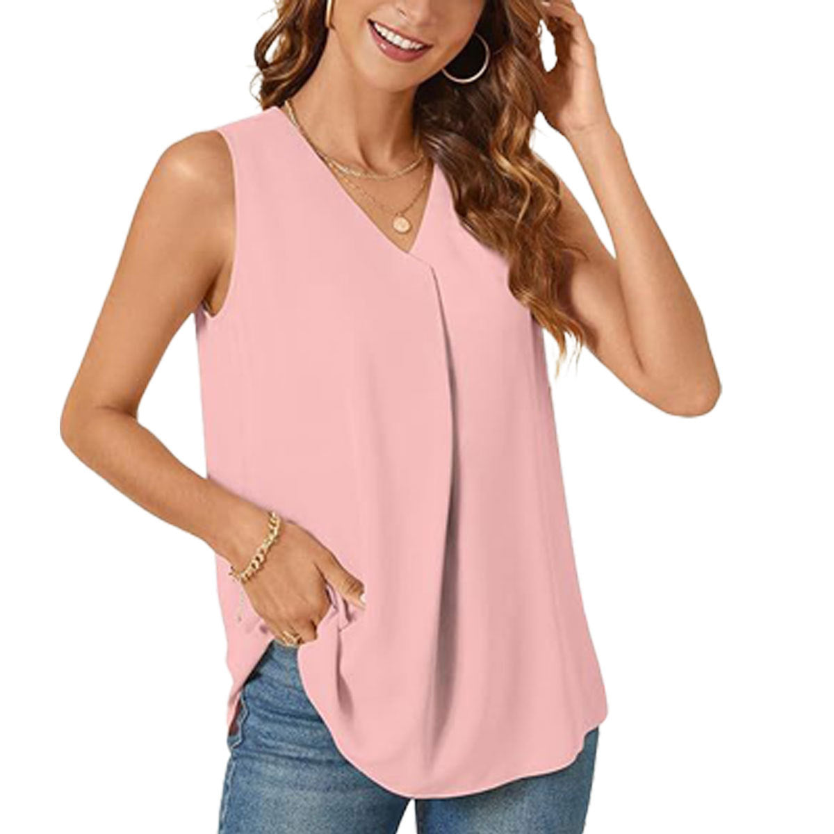 Loose-fit Solid-color Top T-shirt V-neck Sleeveless Vest – Premium 0 | RICALOUX