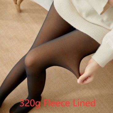 Fleece-lined Thickened Sheer Tights Leggings Transparent One-piece Pantyhose Superb Fleshcolor Pantynose - RICALOUX