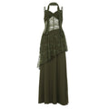 Retro-style Lace-panel V-neck Slip Dress by Ricaloux