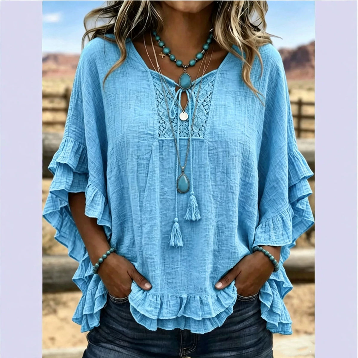 Seasonal European And American Cross-border V-neck Top by Ricaloux
