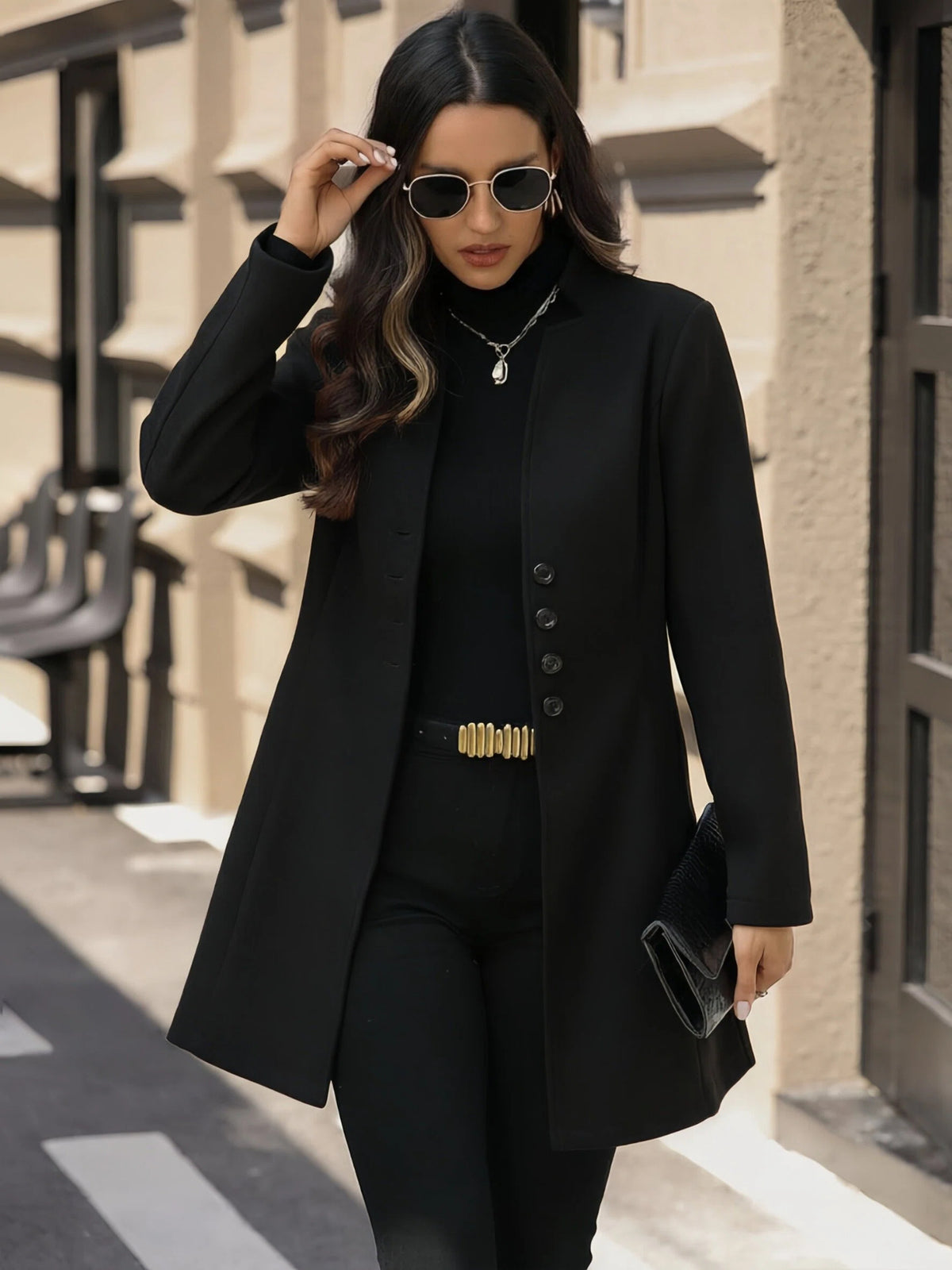 Elegant Wool Stand-collar Trench Coat Mid-length Style For Women by Ricaloux