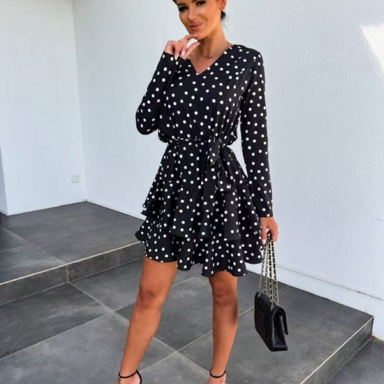 Womens Stylish Figure-hugging Long-sleeve Layered Dress – Premium 0 | RICALOUX