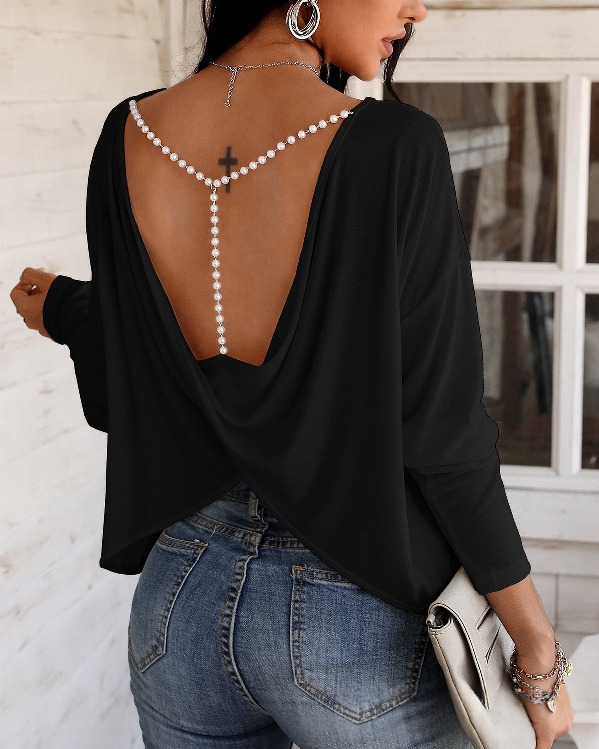 Decorative Long-sleeve Sun-protection Versatile T-shirt by Ricaloux