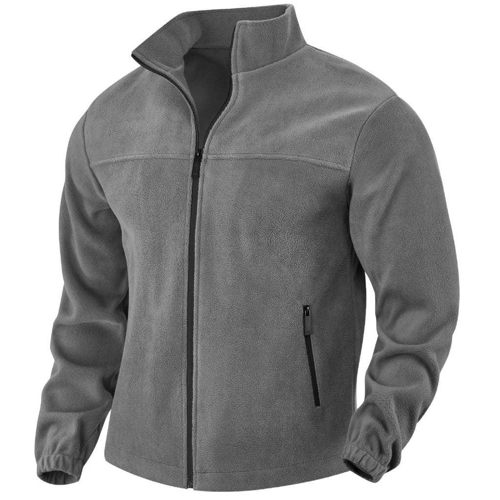 Men's Polar Fleece Jacket Outdoor Zipped Stand Collar Coat - RICALOUX