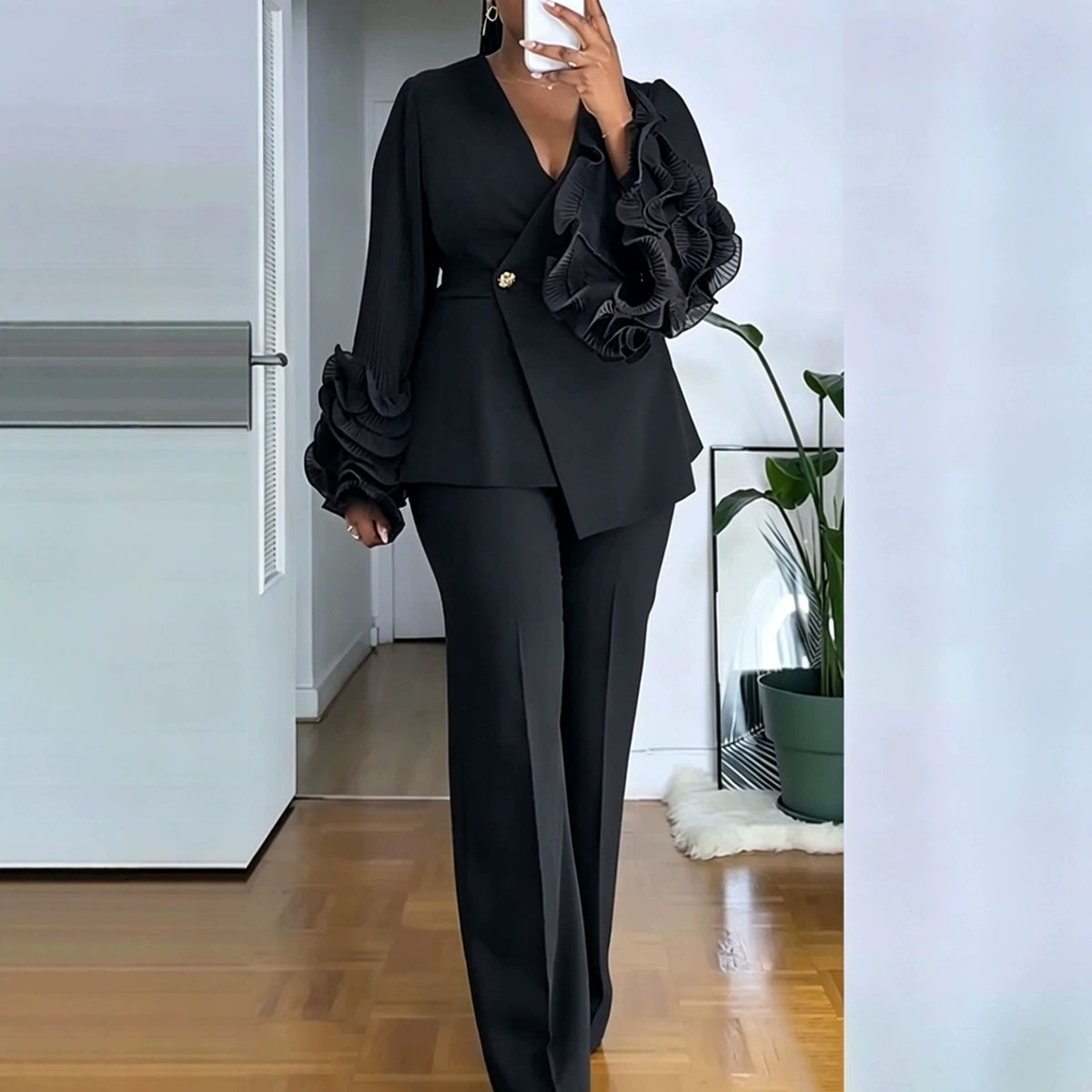 Womens Two-Piece Set With African Lace Trim – Premium 0 | RICALOUX