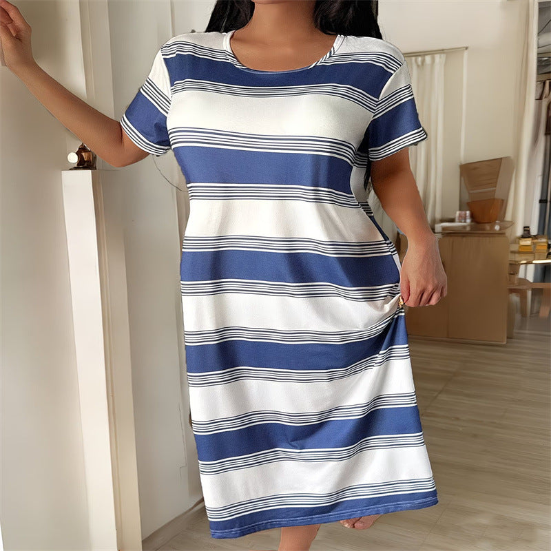 Printed Casual Plus Size Loungewear Dress by Ricaloux